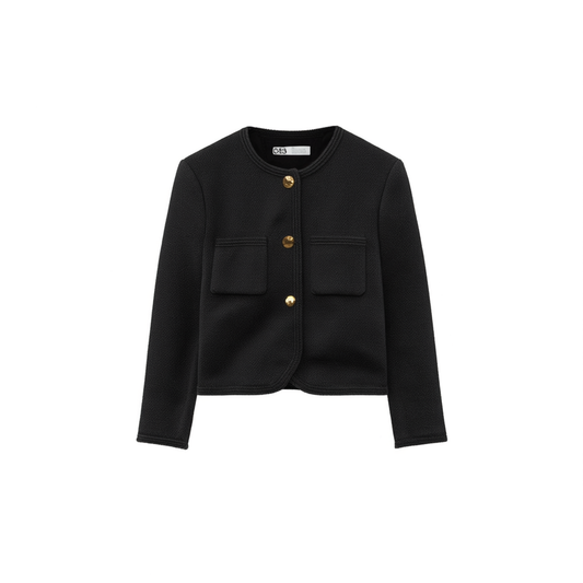 [128]GG      Women's Short Tweed Jacket in Chic Tweed Style Chiffon-like