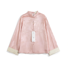[292]G   [Discount Price] Bai Lu's Same Style New Chinese Style Silk Shirt Women's Long Sleeve Spring New Style Light Luxury Age-Reducing National Style Brocade Tang Suit Top