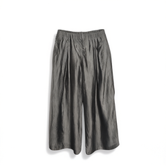 [600] CHALAMON Women's High-Waisted Loose Wide-Leg Pants in Acetate with 3D Pleated Textured Design, Casual Long Trousers