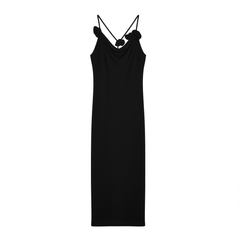 [674]N [Carnival Price] Mix Selection | Black Buck No. 61 One-Shoulder Floral Slim Fit Dress 2025 Summer French Light Luxury