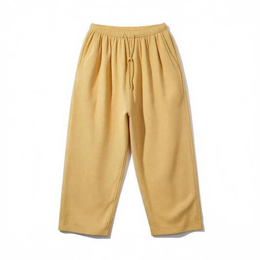 [407] Old Yang's Private Collection / Mango Check Carrot Pants High-Waisted Loose Wide-Leg Hips-Covering Long Trousers Casual Yellow Plaid Pants