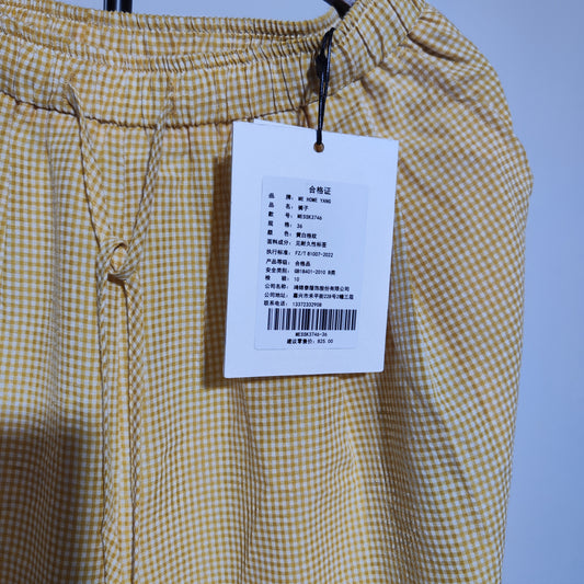 [407] Old Yang's Private Collection / Mango Check Carrot Pants High-Waisted Loose Wide-Leg Hips-Covering Long Trousers Casual Yellow Plaid Pants