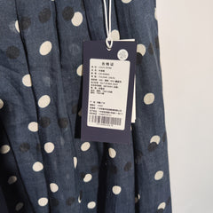 [967] COCO ZONE Liu Yiyi [100% Ramie] Polka Dot Slimming Simple Elastic Waist A-Line Skirt for Women