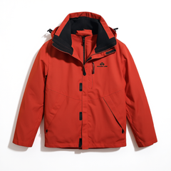 [355]N Pathfinder Men's Red Detachable Liner 3-in- Sticky Outdoor Rain-resistant Jacket