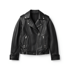 [871]G  Haining Women's Black Leather Jacket Fall  Korean-Style Biker Jacket Slim Fit Short Top Plus Size