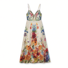 [983]G  Liangleshi Strap Dress  Summer New Blue Printed Chiffon Niche Beach Holiday Iridescent Wave