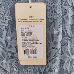 [406]GG     Ink Blue Elegance Autumn New Arrival: Slim-fit Mid-length Blue Lace Dress for Women, Elegant, Versatile, and Flattering