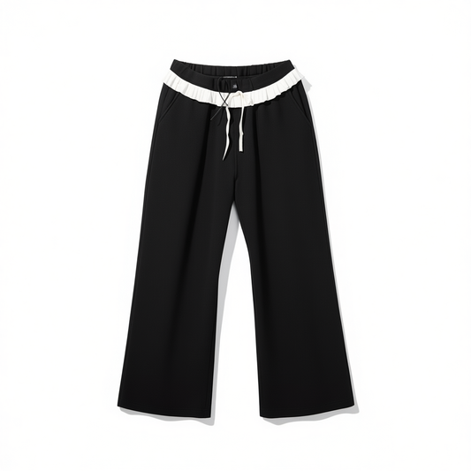 [907]NN Elastic Waist Trousers Contrasting Color Design Casual High-End Drapey Sports Drawstring Sweatpants