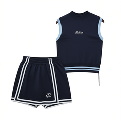 [212]N 2025 South Korean MALBON Women's Golf Clothing Set: Knit Mock-Neck Vest, Slim-Fit Quick-Dry Sport Skirt