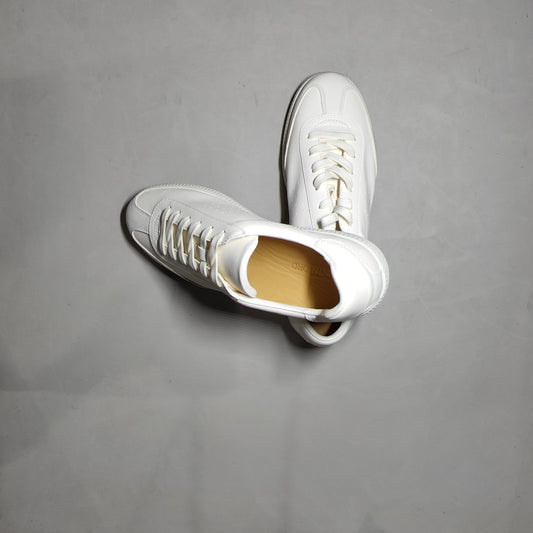 [527]N U100 Spring-Summer Breathable Single-Layer Leather Handmade Fashion Shoes Lightweight Sole German Training Alexander Wang White Sneakers