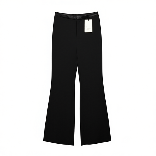 [509]NM   Black Wide-Leg Pants for Women - New Arrival, Drapey Satin-Tactile Wrinkle-Resistant Acetate Flared Casual Trousers