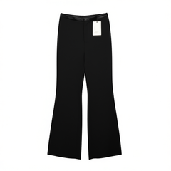 [509]NM   Black Wide-Leg Pants for Women - New Arrival, Drapey Satin-Tactile Wrinkle-Resistant Acetate Flared Casual Trousers