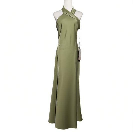 [922]GG       Official Asymmetric Halter Silk Satin Bridal Robe Niche High-end Light Luxury Bridesmaid Evening Gown