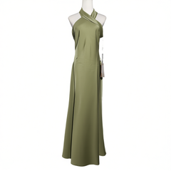 [922]G    Zhi Ji Official Asymmetric Halter Silk Satin Bridal Robe Niche High-end Light Luxury Bridesmaid Evening Gown