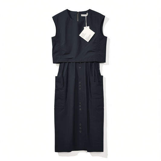 [549]NM   Dress [Zero Pressure Series] Air Wrinkle Washed Cotton Fake Two-Piece - Monday