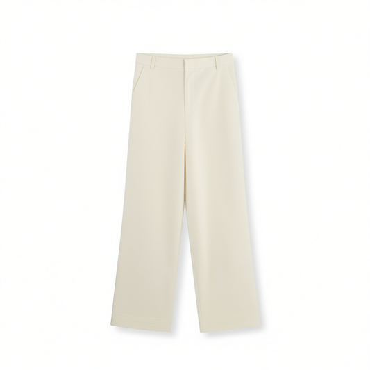 [998]GG    French Style Commuter White Wide-leg Suit Pants for Women, Autumn Loose High-waisted Casual Trousers