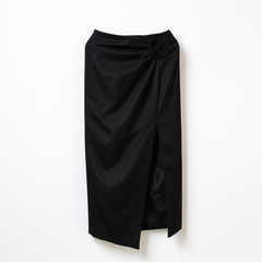 [638]NM  Designer Spring New Arrival Black Elegant Long Versatile Flower Bud Skirt