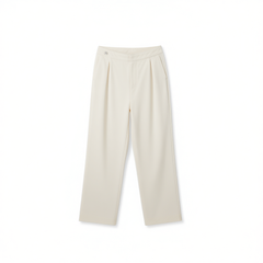 [367]GG  Women's Light and Flowy, Slightly Flared Nine-Point Pants, White Trousers
