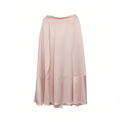 [892]NM  Premium Satin-like Acetate Pink Midi Skirt for Women, French Chic A-line Slimming Pencil Skirt for Summer