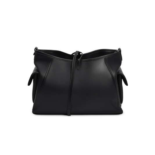 [196]GG    Carryall Tote Bag for Women, Genuine Leather, Underarm, Single-Shoulder, Crossbody, Black Commute Bag
