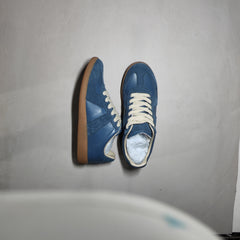 [008]N Top-tier Retro Style Sneakers with Velvet Toe Casual Flats Genuine Leather Versatile Lace-up White Shoes