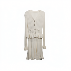 [369] Boss Kun [Vienna] French Hollow-out Knit Faux Two-Piece Dress for Women, Design-Forward Elegance Summer Dress