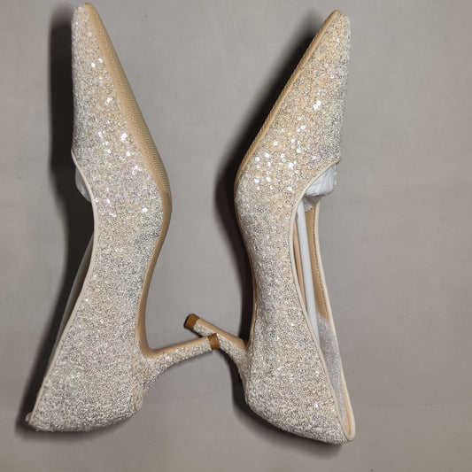 [740]NM  Women's Wedding Shoes - Bridal White Sequin Heels, Versatile for Everyday Wear