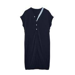 [962]N French-inspired chic V-neck slim-fit midi dress for women, summer, commuter-style elegant A-line knee-length dress