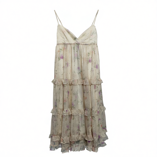 [173]NM  French floral spaghetti strap dress, beach and seaside maxi dress, vacation-style long cinched-waist mini dress for women, summer collection
