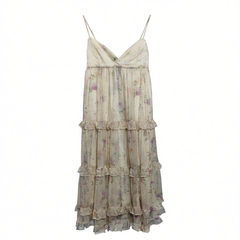 [173]N Ever since then, French floral spaghetti strap dress, beach and seaside maxi dress, vacation-style long cinched-waist mini dress for women, summer collection