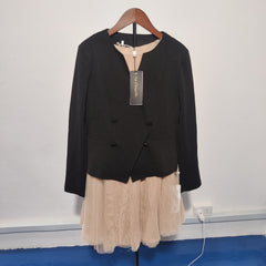 [596]N  Lashabell Black Slimming Elegant High-End French Tulle Set Dress 2025 Spring New Arrival