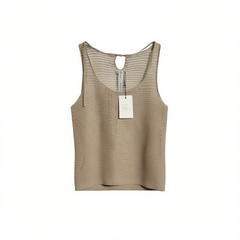 [171]MG     Vest with Textured Chunky Yarn, U-Neck, Casual and Relaxed Fit