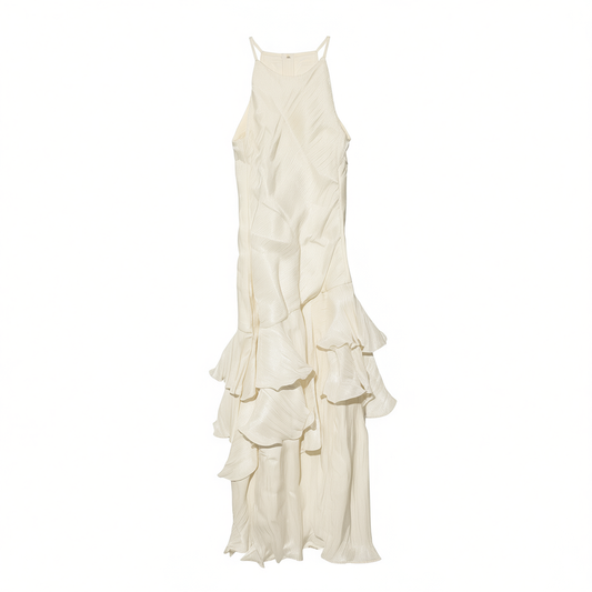 [194]MM Since then, white French halter strap dress engagement long dress high-class light evening dress little dress for women