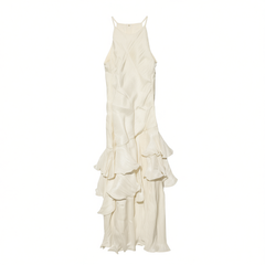 [194]M Since then, white French halter strap dress engagement long dress high-class light evening dress little dress for women