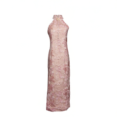 [300]G    High-end neck-hanging evening dress with luxurious detailing, perfect for brides on their engagement or wedding day. Ideal for a premium light luxury boutique banquet hostess.