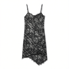 [258]G  Vero Moda Dress 2024 Autumn New Arrival Letter Rose Print Lace Trim Elegant 32437A001