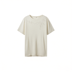 [728]GG     Simple White Short Sleeve T Shirt Elegant Versatile Fashionable Breathable Inner Top