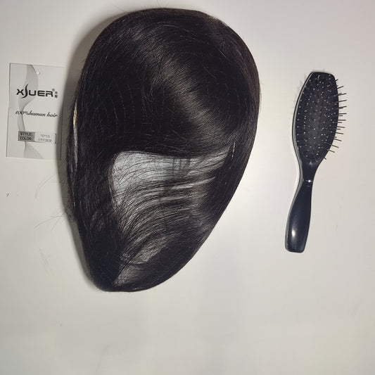 [308]N New Double Needle Fully Hand-Knitted Real Human Hair Women's Hair Patch for Covering Gray Hair, Seamless Wig Piece