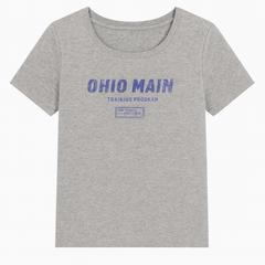 [452]MS YLJZZ American Sweet & Spicy Gray Distressed Letter Print Short Sleeve T-Shirt Women's 2025 Summer Collection Fitted Crew Neck Top