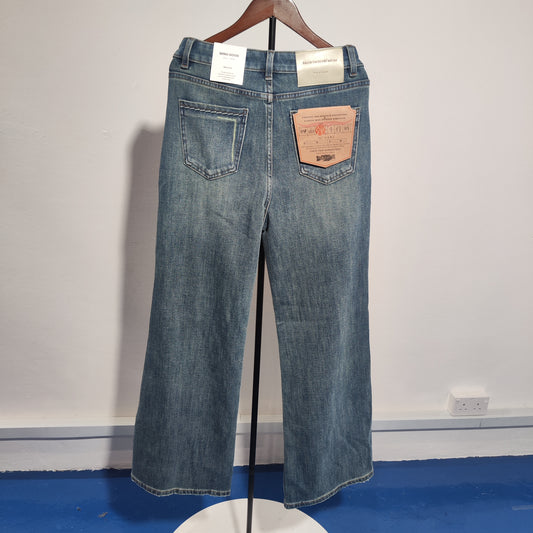 [164]N  MINGGOOD Deconstructed Split High Waist Slimming Four-Way Stretch Bell-Bottom Jeans 2025 New Model K8001