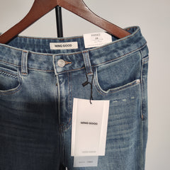 [164]N  MINGGOOD Deconstructed Split High Waist Slimming Four-Way Stretch Bell-Bottom Jeans 2025 New Model K8001