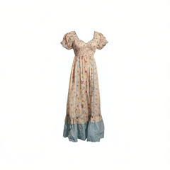 [883]GG   Custom Christydawn French country floral puff sleeve dress for women,  V-neck waist-cinching long dress