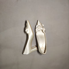 [810]NN Wedding Shoes - White Bow French Style Engagement Shoes