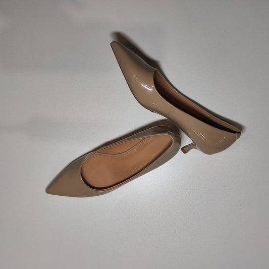 [202]MM   Elegant Commuting Slim Heels 4-8cm Nude Genuine Leather Women's High Heels
