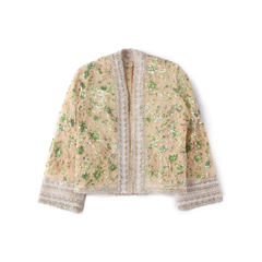 [065]NM  New Chinese Style Acetate Slip Dress with Beaded Embroidered Jacket for Women