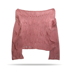 [494]GG    French Organic Wool Pink Sweater Elegant Knitted Top for Women Spring and Autumn