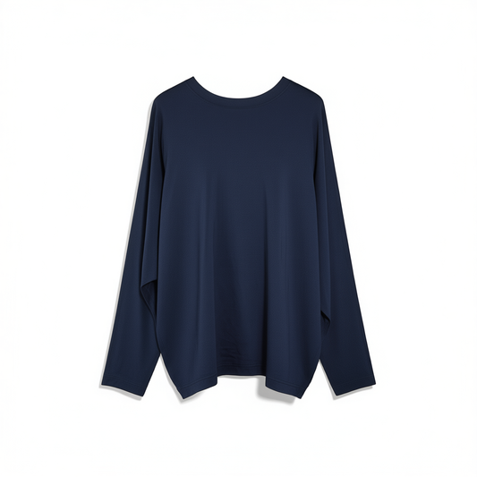 [147]GG    Minimalist Silhouette Raglan Center Seam Relaxed Style Long Sleeve T-Shirt