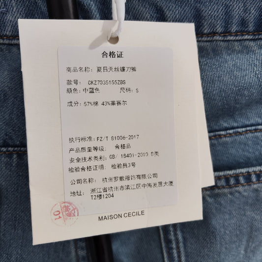 [709]GG      Two-Color Summer Viscose Lightweight Draping Relaxed Fit Slimming Denim Scissors Cut Pants
