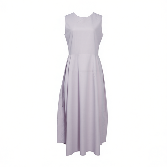 [026]NM   Linen Wrinkle Effect Print and Washed Wrinkle Effect Cotton Bud Dress