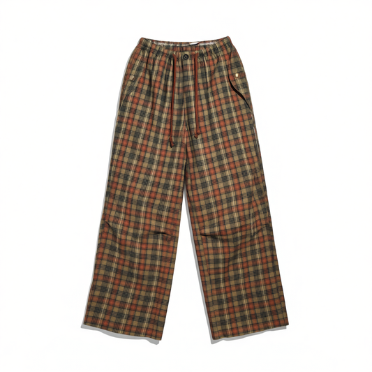 [237]NG     "Dog-Walking Pants" Wool Elastic Waist Pleated Retro Casual Plaid Trousers